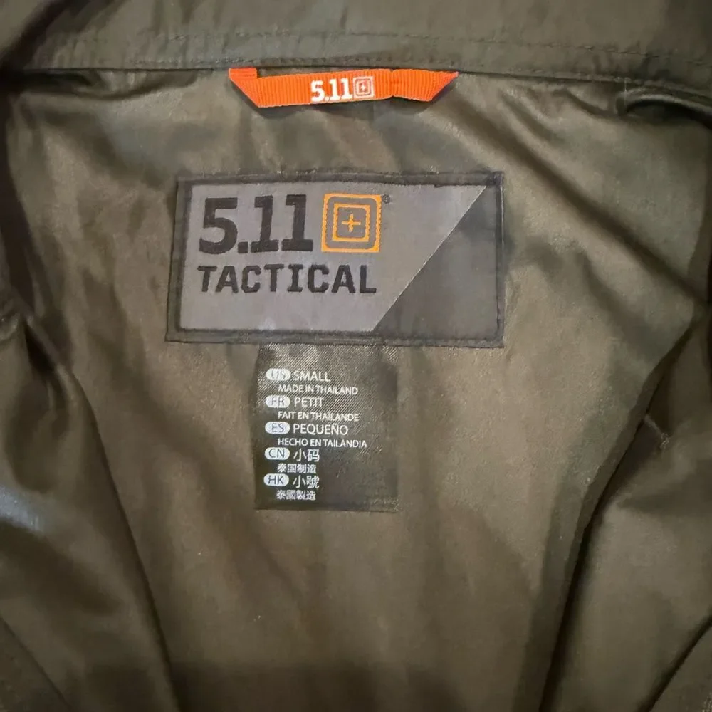 5.11 Tactical Men's Olive Green Lightweight Raincoat Windbreaker Size Small